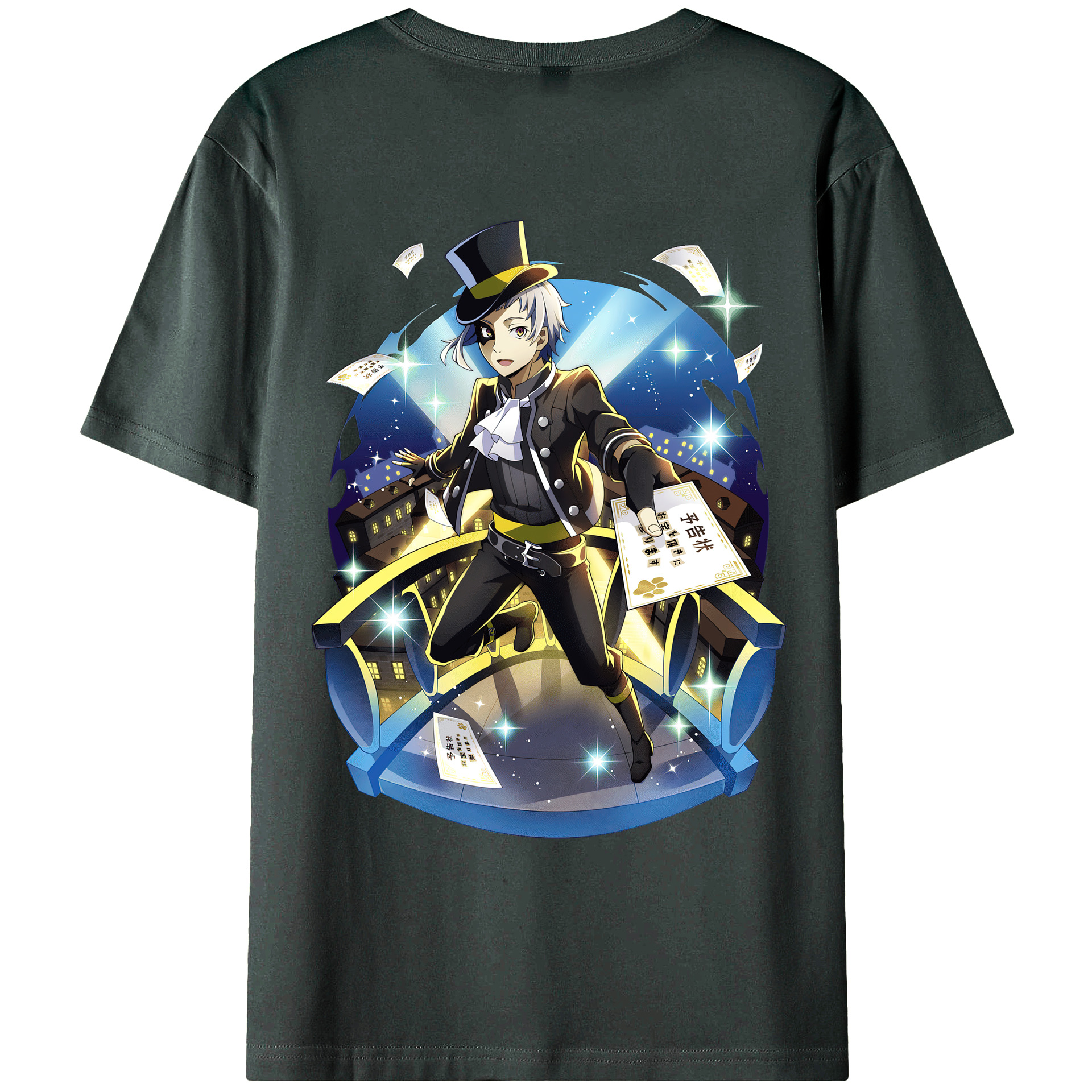 （画像用） 文豪ストレイドッグス Bungo Stray Dogs 綿100％ メンズ半袖Tシャツ（バックプリント） 通気性